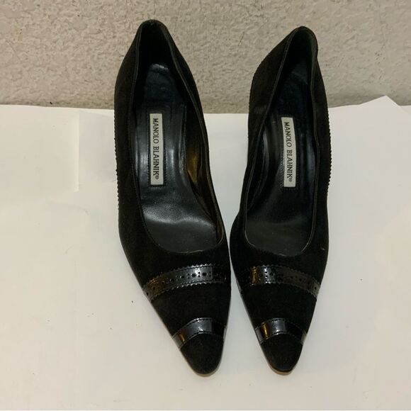 Manolo Blahnik suede patent leather low heels size 36.5 - Picture 1 of 10